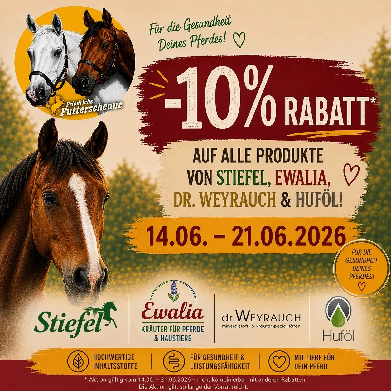 -10% auf alle Produkte der Marken Stiefel, Ewalia, Dr. Weyrauch, Huföl